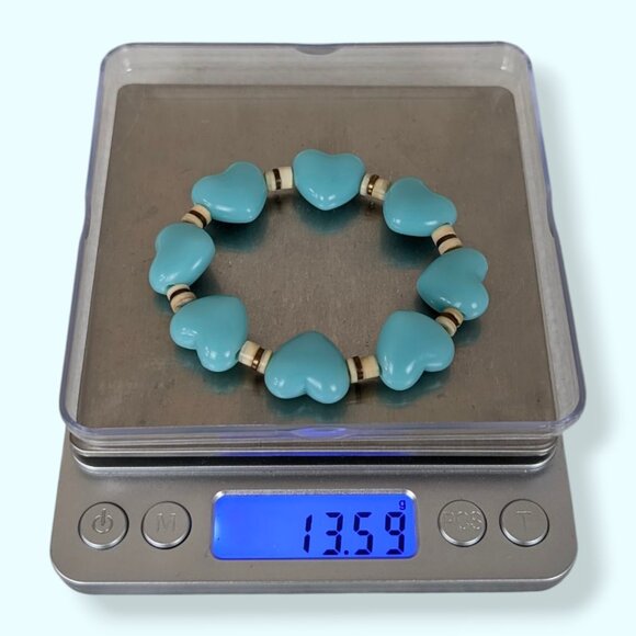 (2/$20) Blue Heart Stretch Bracelet - Picture 4 of 4